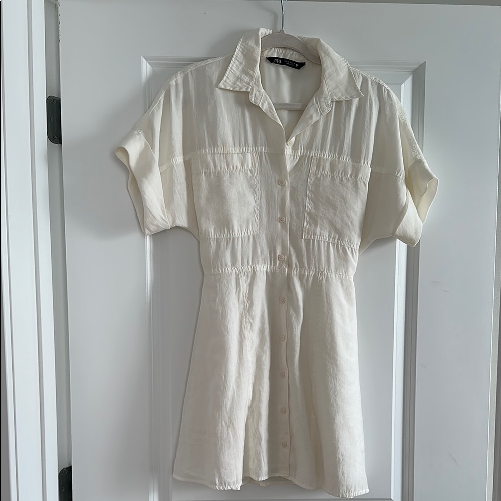 Cream Button-Up Dress